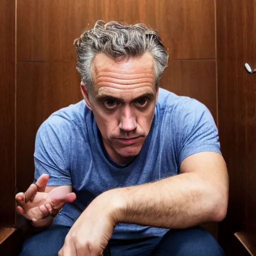 Image similar to jordan peterson hiding inside a toilet