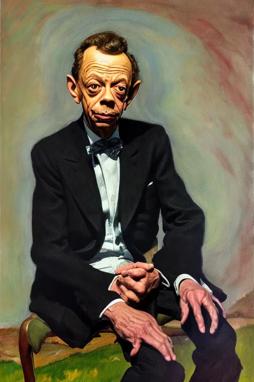 Image similar to portrait of don knotts sitting with full face full figure, in the style of disco elysium, expressionism, artstation, trending, andrew wyeth, jamie wyeth, john singer sargent,