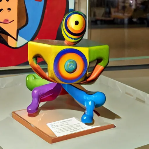 Prompt: 1 9 6 0 s weirdo cartoon sculpture toy on display