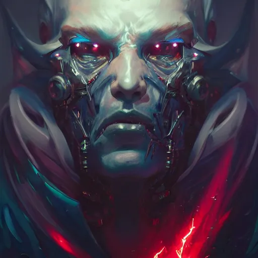 Image similar to a portrait of a demonic cybernetic duke of hell, cyberpunk concept art by pete mohrbacher and wlop and artgerm and josan gonzales, digital art, highly detailed, intricate, sci-fi, sharp focus, Trending on Artstation HQ, deviantart, unreal engine 5, 4K UHD image