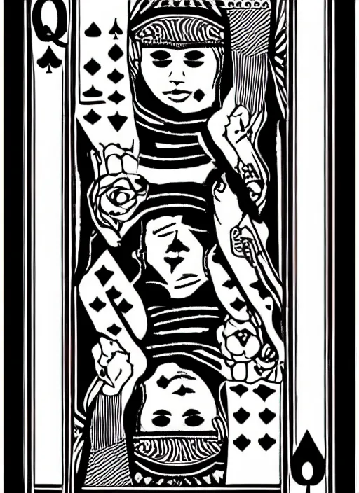 Image similar to queen of spades playing card in the style of marvel