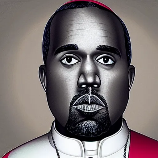 Prompt: pope kanye in the style of a grand theft auto 5 loading screen