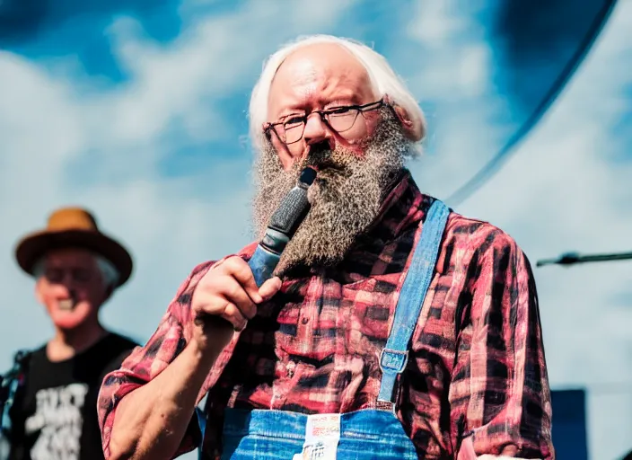 Image similar to photo still of the quaker oats man on stage at vans warped tour!!!!!!!! at age 5 5 years old 5 5 years of age!!!!!!! tossing oatmeal to the crowd, 8 k, 8 5 mm f 1. 8, studio lighting, rim light, right side key light