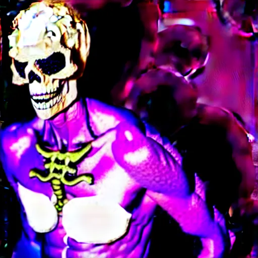 Image similar to glamour fashion modeling photo of skeletor