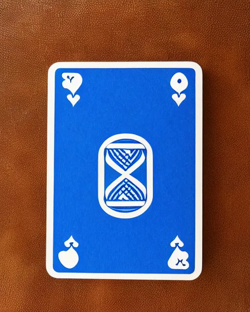 Prompt: playing card back, rider back, blue, symmetrical