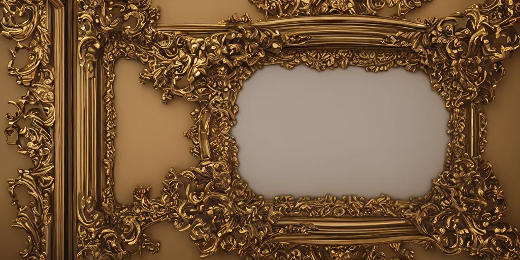 Prompt: 3 d octane render ultra photorealistic hyper detailed baroque picture frame