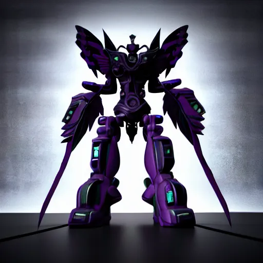 Prompt: goth transformers, 3 d character model, epic, 3 d render, white background, view 1, shadows