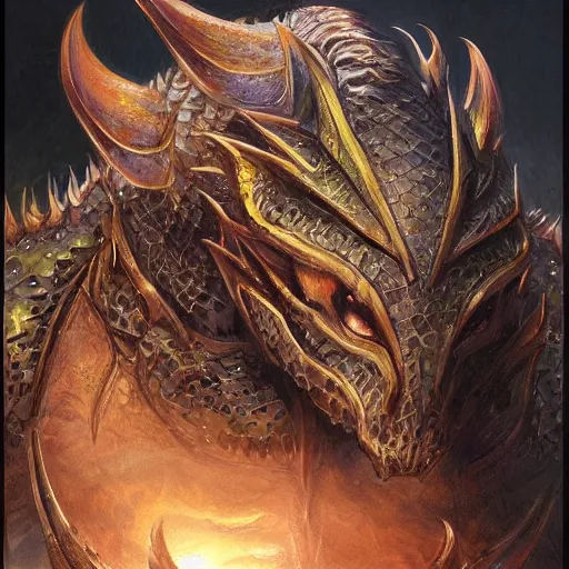 Image similar to dragon animal as a realistic fantasy knight, closeup portrait art by donato giancola and greg rutkowski, digital art, trending on artstation, symmetry!!