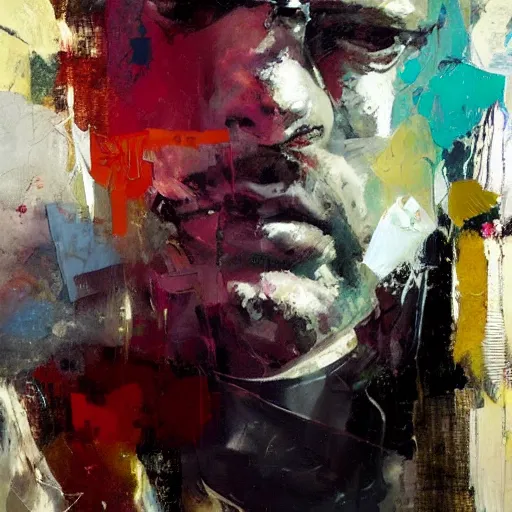 Prompt: portrait by adrian ghenie, painted, oil paint, collage, atmospheric, grainy,