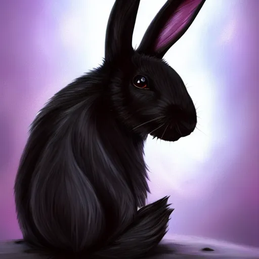 Prompt: fantasy cute black rabbit portrait, fantasy art, concept, art, computer art, high detail, 4 k