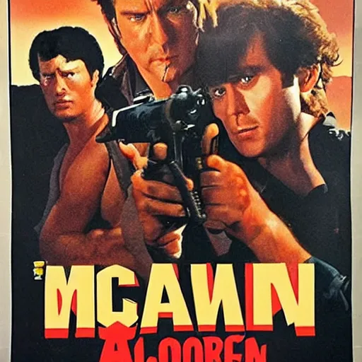 Prompt: movie poster of an action film from 1980