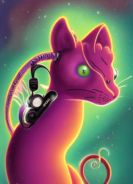 Prompt: cat seahorse fursona wearing headphones, autistic bisexual graphic designer, long haired attractive androgynous humanoid, coherent detailed character design, cel shading, weirdcore voidpunk digital art by delphin enjolras, leonetto cappiello, simon stalenhag, louis wain, william joyce, amy sol, furaffinity, cgsociety, trending on deviantart