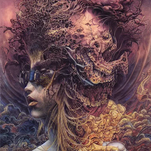 Prompt: realistic detailed image of Chimera by Ayami Kojima, Amano, Karol Bak, Greg Hildebrandt, and Mark Brooks, Neo-Gothic, gothic, rich deep colors. Beksinski painting, part by Adrian Ghenie and Gerhard Richter. art by Takato Yamamoto. masterpiece