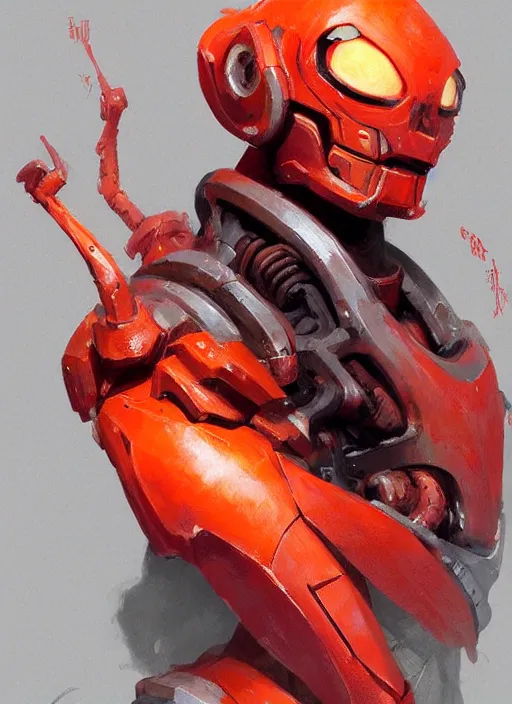 Prompt: An intimidating orange warforged with red eyes, elegant, digital painting, concept art, smooth, sharp focus, illustration, from StarCraft by Ruan Jia and Mandy Jurgens and Artgerm and William-Adolphe Bouguerea