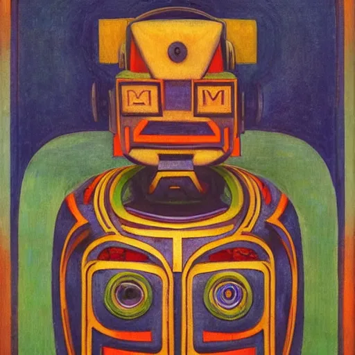 Image similar to robot wearing human mask, by annie swynnerton and nicholas roerich and leo and diane dillon and adolf wolfli and diego rivera, symbolist, art brut, elaborate costume, little glowing lights, rich color, dramatic cinematic lighting, smooth, sharp focus, extremely detailed