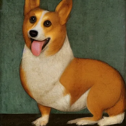 Prompt: A portrait of a corgi by Leonardo da Vinci