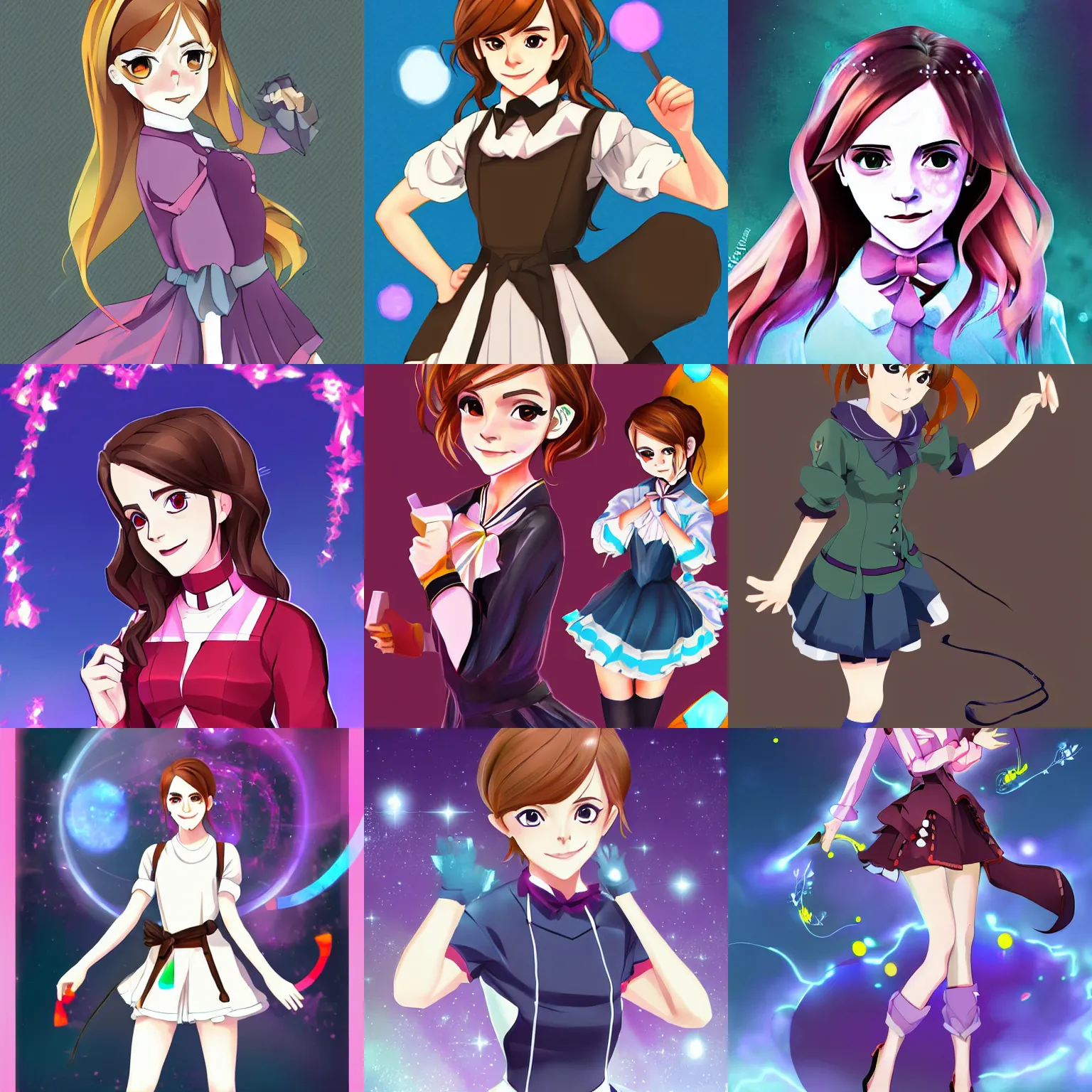 Prompt: emma watson as a hololive vtuber, cover corp, digital anime art, fullbody