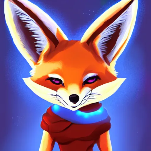 Image similar to furaffinity furry art of an anthro fennec character holding fireballs and wearing a blue sweatshirt, digital painting, detailed, cute, big eyes