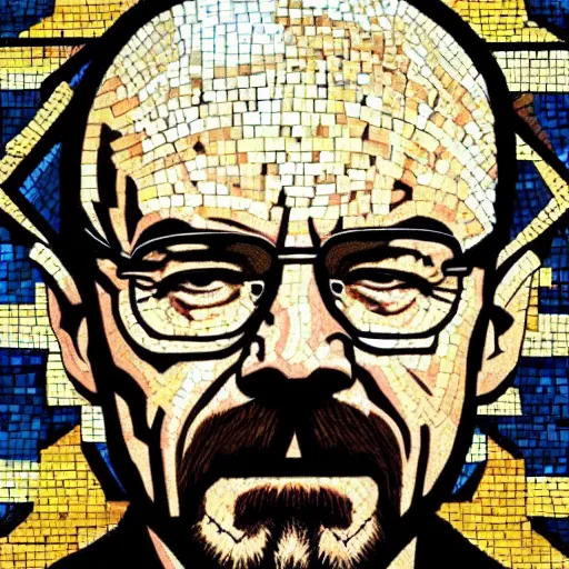 Prompt: portrait of walter white as a byzantine mosaic, very detailed