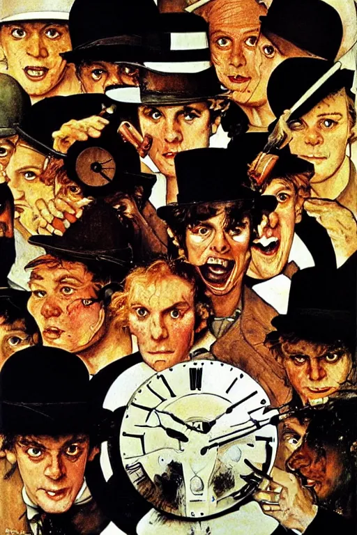 Image similar to a clockwork orange painted by Norman Rockwell