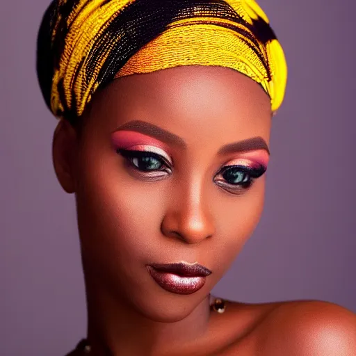 Image similar to Photo of a African woman ,bold, self confidence, cinematic, light makeup focus