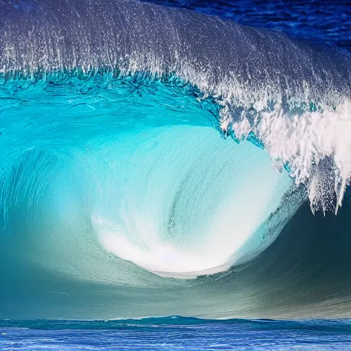 Prompt: detailed photo of a tunnel wave at teahupo'o