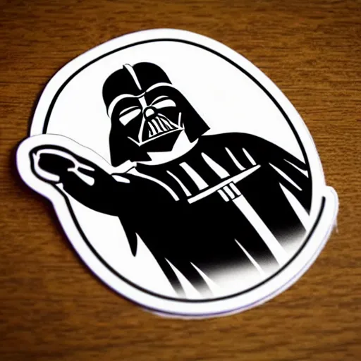 Image similar to a sticker illustration of darth vader with abs