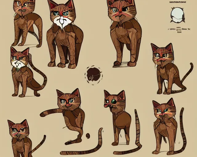 Image similar to king cat character reference sheet, trending on artstation, indie games, digital art, line art