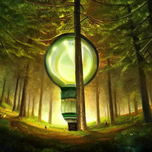 Prompt: A Boreal Forest inside a giant lightbulb, digital art, artstation, very detailed, realism