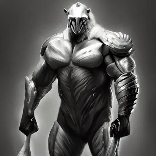 Prompt: a anthro horse with a titanically muscular body in a research facility wearing a skintight body armor, long white mane, equine, anthro art, furaffinity, highly detailed, digital painting, artstation, concept art, illustration, art by artgerm, greg rutkowski, ruan jia