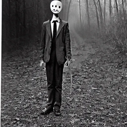 Image similar to slenderman, realistic, old photograph