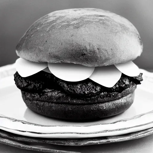 Image similar to a black hamburger, photo