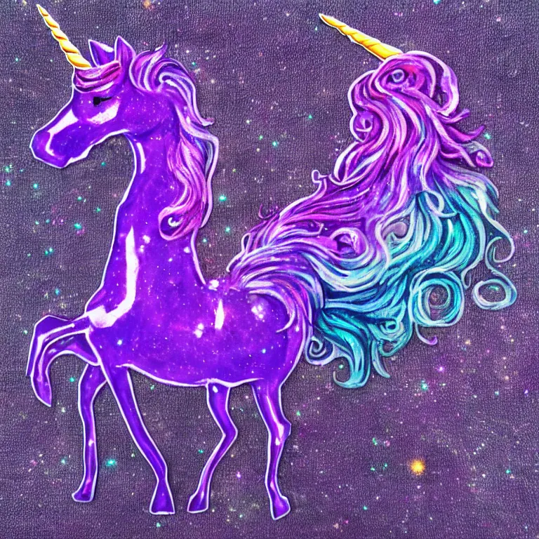 Image similar to unicorn, purple, sparkling, monstrous, crafted by daedalus