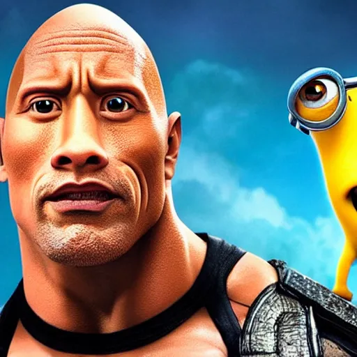 Prompt: dwayne johnson as minion. pixar