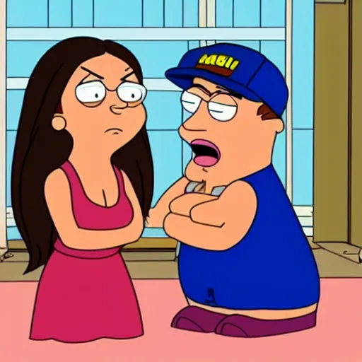 Prompt: mila kunis meets meg griffin in a family guy episode