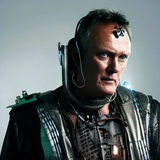 Image similar to Anthony Head as Cyberpunk Uther