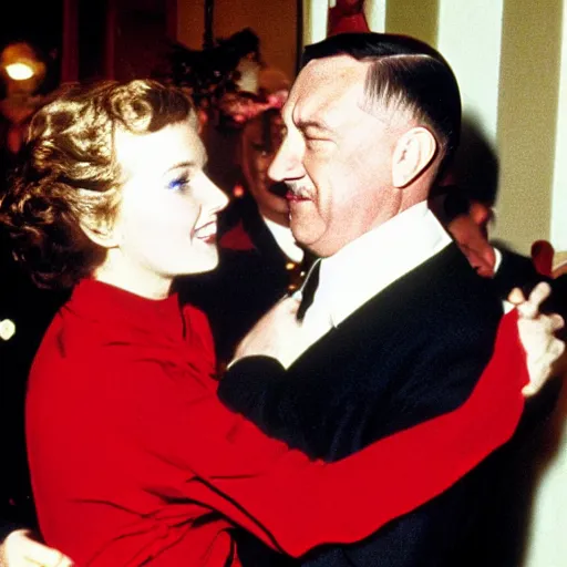 Prompt: tom hanks slow dancing with adolf hitler