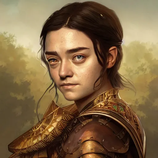 Image similar to portrait of Arya Stark in ancient Java, D&D, MtG art,fantasy, intricate, elegant, highly detailed, digital painting, artstation, concept art, smooth, sharp focus, illustration, art by artgerm and greg rutkowski and alphonse mucha