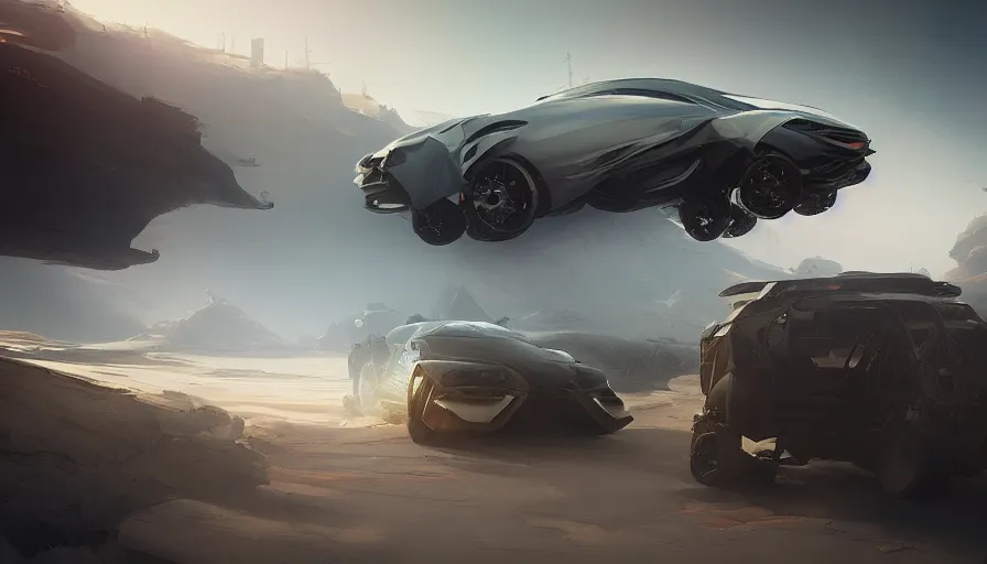 Image similar to a beautiful concept design of a supercar converted into offroad suv by cory loftis, fenghua zhong, ryohei hase, ismail inceoglu and ruan jia. volumetric light, detailed, octane render, horizon forbidden west