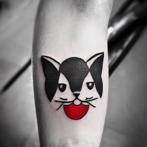 Image similar to adorable cat dressed as a clown tattoo design