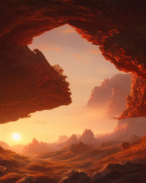 Image similar to two suns rising in the valley of fire, environment art, fantasy art, landscape art, in the style of greg rutkowski, illustration, epic, fantasy, intricate, hyper detailed, artstation, concept art, smooth, sharp focus, ray tracing