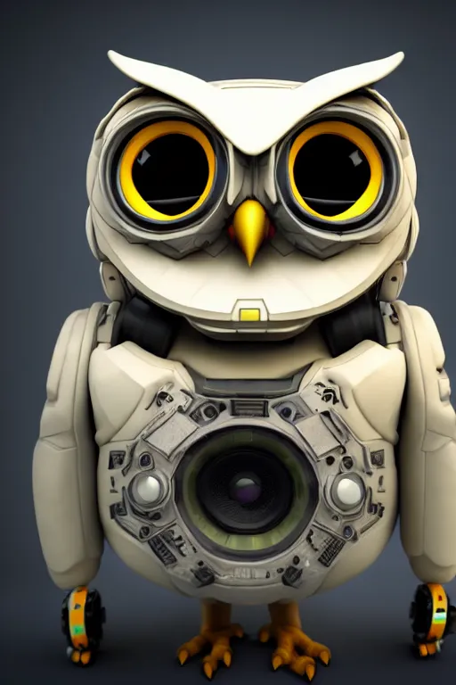 Image similar to high quality 3 d render very cute cyborg owl! with boombox!, cyberpunk highly detailed, unreal engine cinematic smooth, in the style of blade runner & detective pikachu, hannah yata charlie immer, moody light, low angle, uhd 8 k, sharp focus