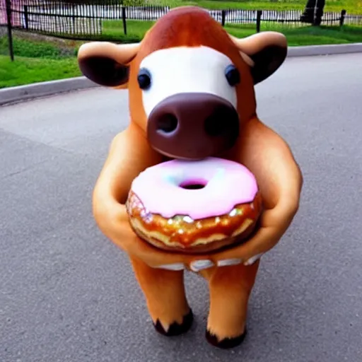 Image similar to a cow in the shape of a donut