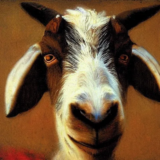 Prompt: closeup portrait of a goat, by ilya repin