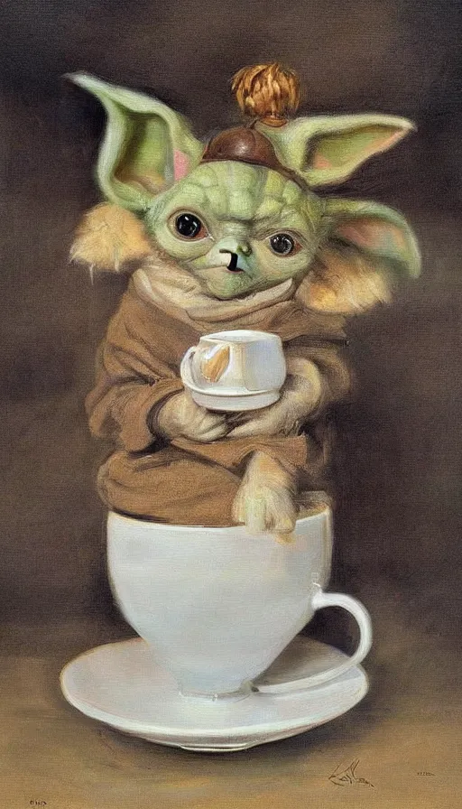 Baby Yoda, and Baby Ewok Coffee Mug by Janine Messenger - Fine Art