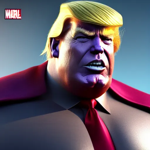 Prompt: a full character portrait of donald trump as thanos, the pixar adaptation, with same hairstyle, hyper detailed, digital art, trending in artstation, cinematic lighting, studio quality, smooth render, unreal engine 5 rendered, octane rendered