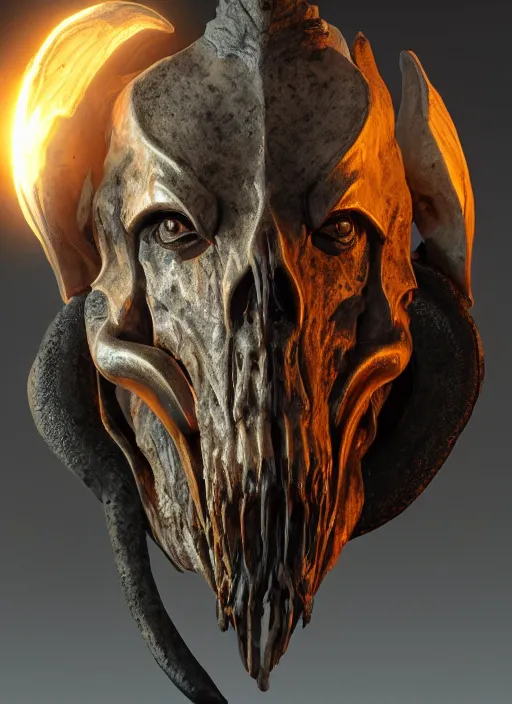 Image similar to boss wearing ram skull mask ultra detailed fantasy, elden ring, realistic, dnd character portrait, full body, dnd, rpg, lotr game design fanart by concept art, behance hd, artstation, deviantart, global illumination radiating a glowing aura global illumination ray tracing hdr render in unreal engine 5