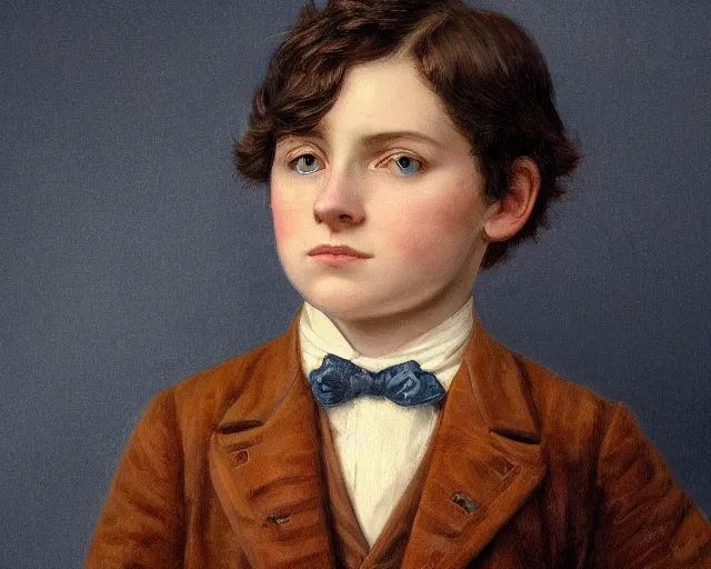 Prompt: detailed portrait of a Victorian boy with azure eyes and feline features of a tiger!!! to his face!!! by Johannes wessmark. 45 degree light angle, sunlight. hype realistic, 4K HD wallpaper, full color.