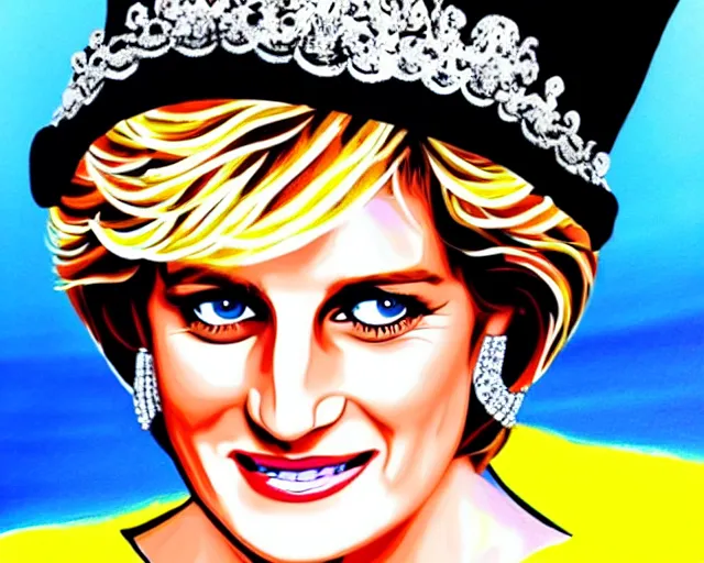 Image similar to lady diana, artwork by alec monopoly