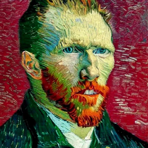 Image similar to self portrait of van gogh, had he lived in the near future, oil painting,